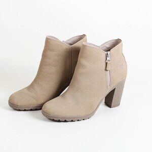 Timberland Suede Heeled Ankle Boots Tan 9.5 Zip